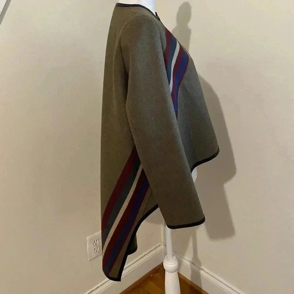 Derek Lam Racing Stripe Virgin Wool Caped Jacket Sz 0 - Picture 4 of 10